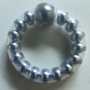 Cock Ring Beaded Metal 100% Silicone Thick Silver Penis Ejaculation Enhancer